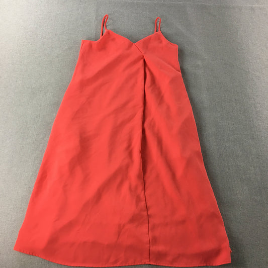 Uniqlo Womens A-Line Dress Size S Coral Red Sleeveless Mini Spaghetti Strap