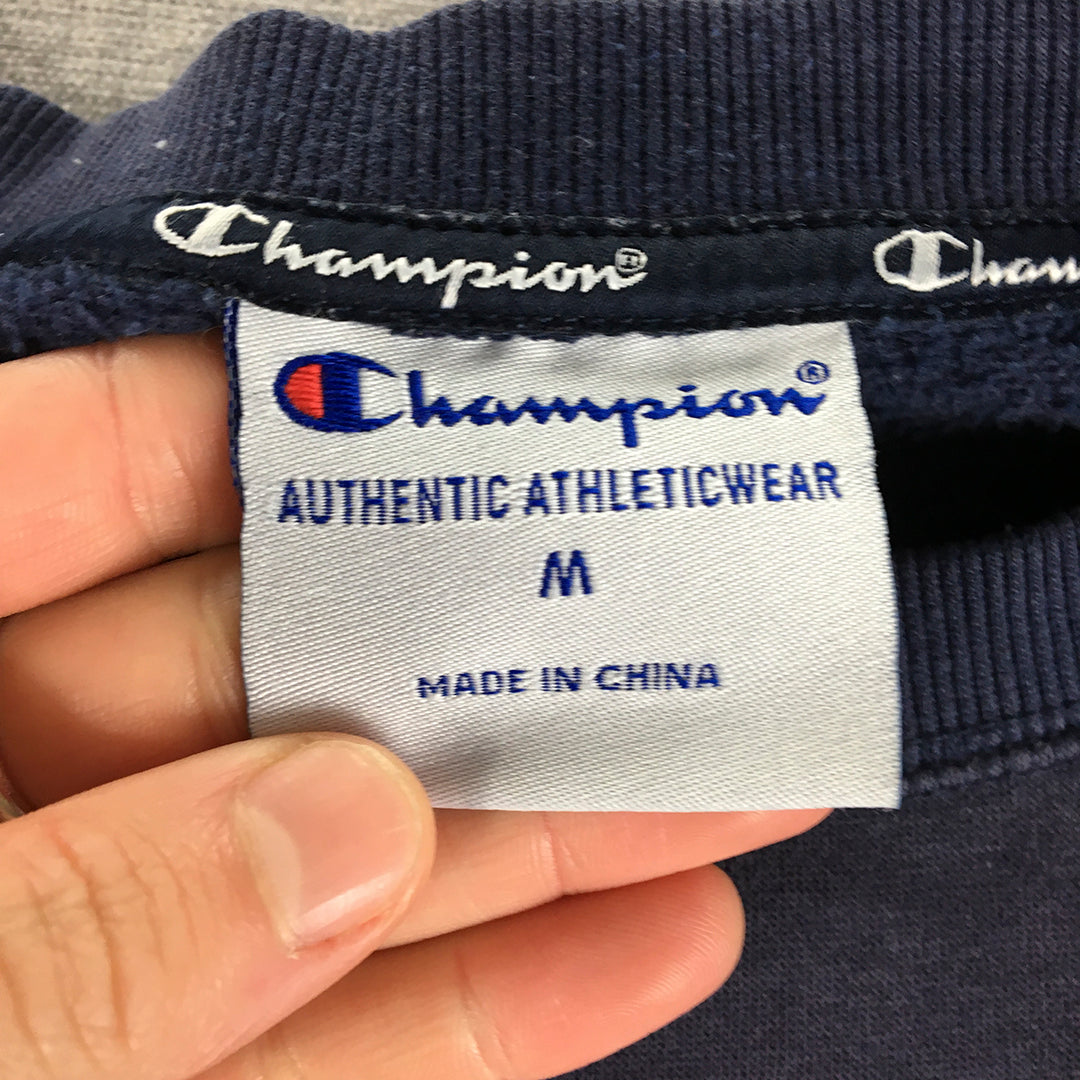 Champion Mens Sweater Size M Navy Blue Logo Crew Neck Pullover Jumper