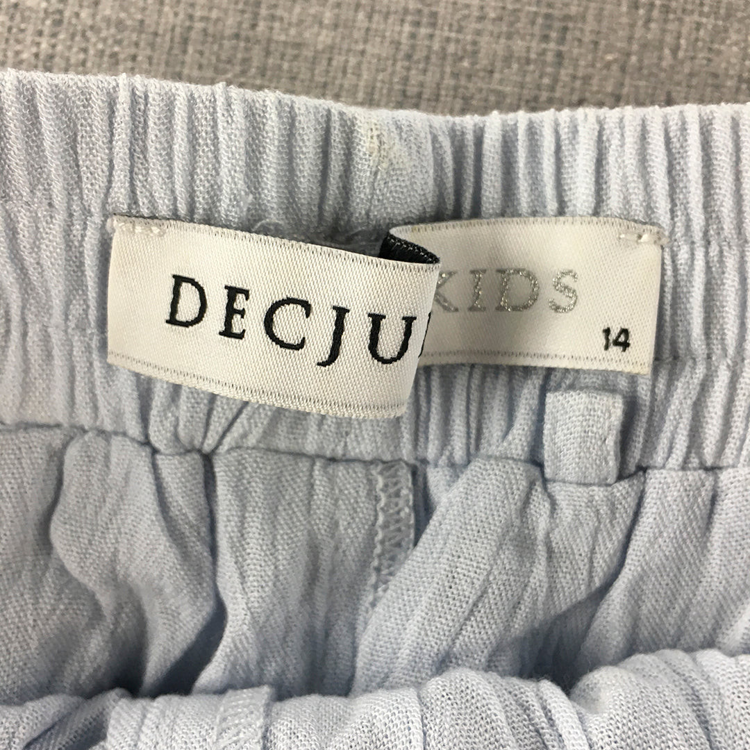 Decjuba Kids Girls Shorts Size 14 Light Blue Elastic Waist