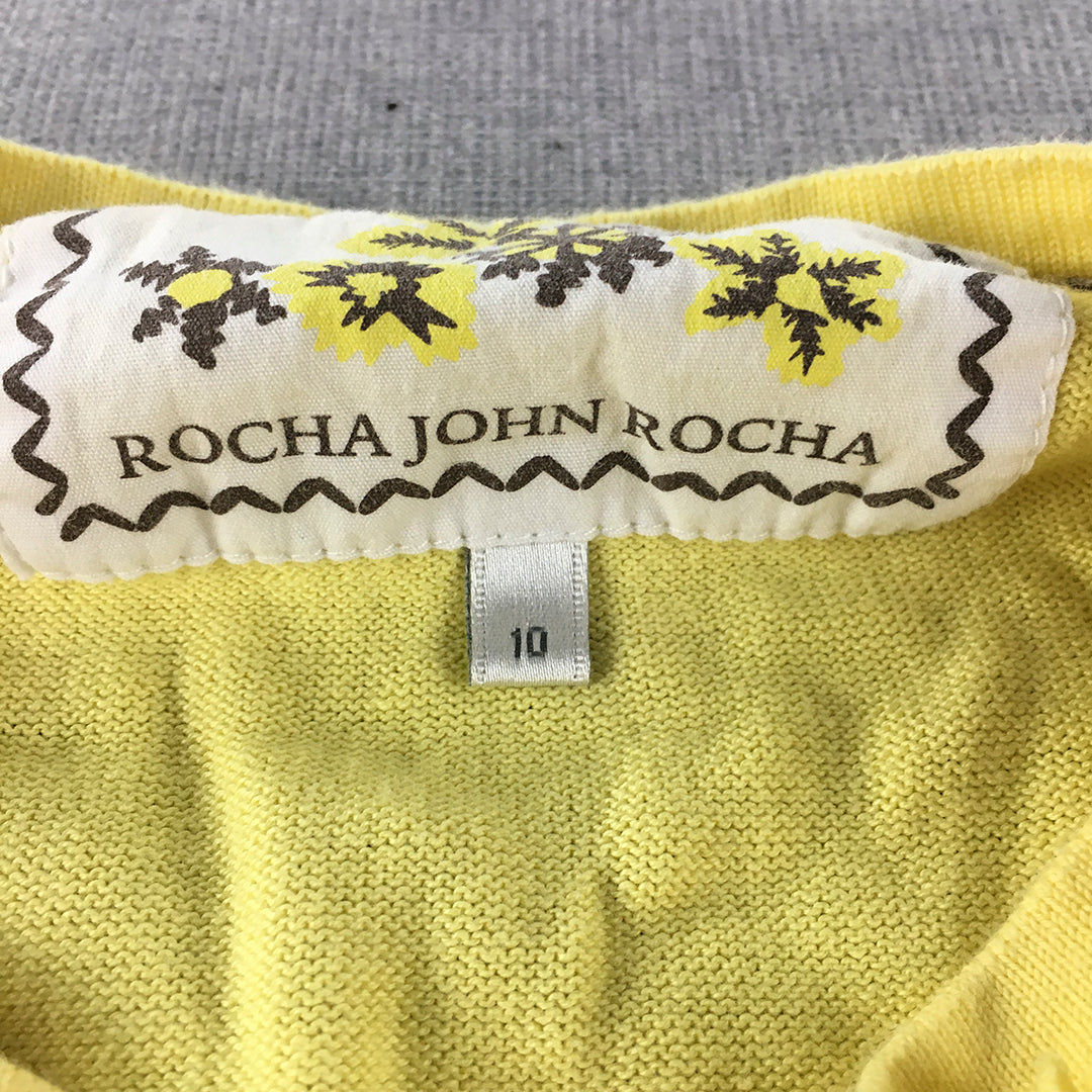 John Rocha Womens Cardigan Size 10 Yellow Button Knit