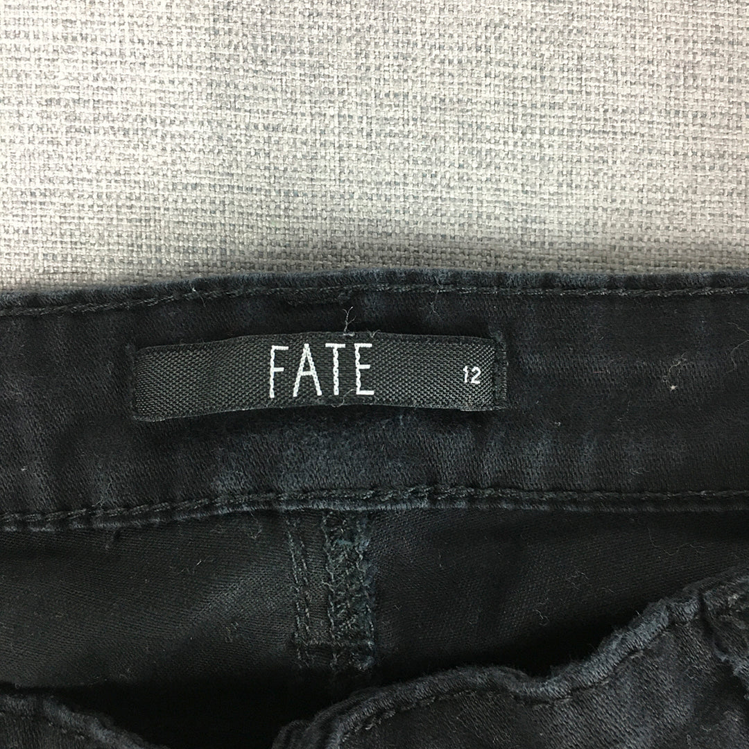 Fate Womens Skinny Jeans Size 12 Black Dark wash Stretch Denim