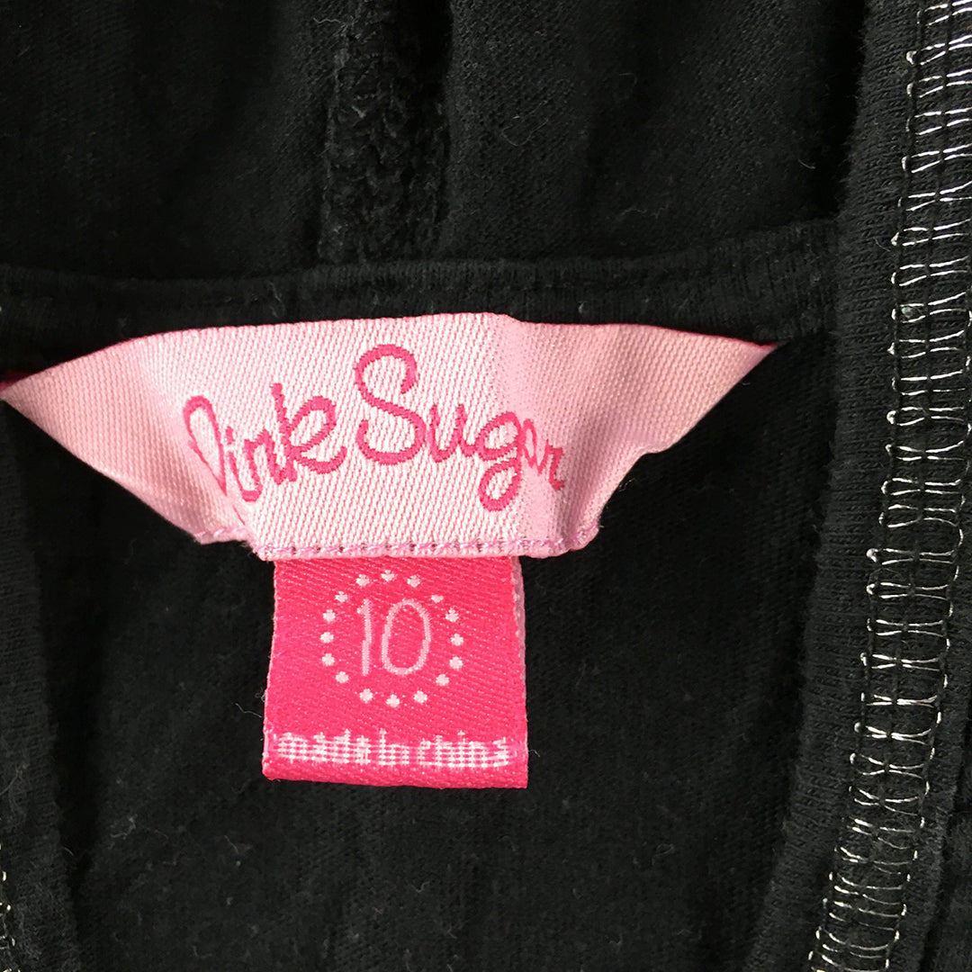 Pink Sugar Kids Girls Hoodie Sweater Size 10 Black Y2K Grunge Pullover Jumper