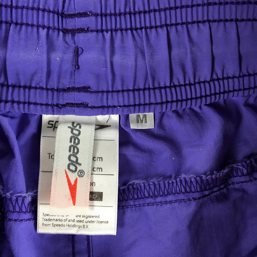 Speedo Womens Shorts Size M Purple Logo Elastic Waist Pockets