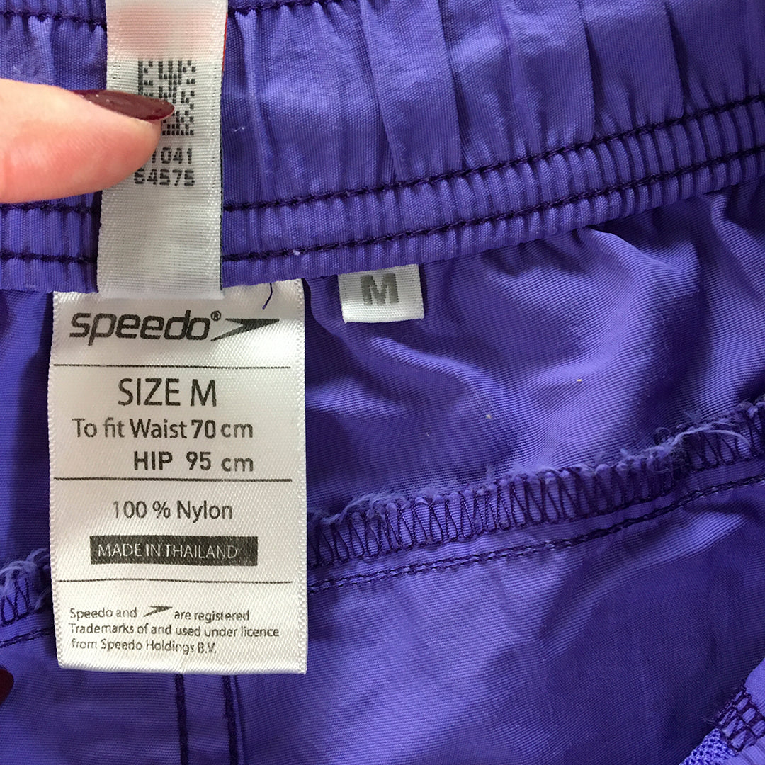 Speedo Womens Shorts Size M Purple Logo Elastic Waist Pockets