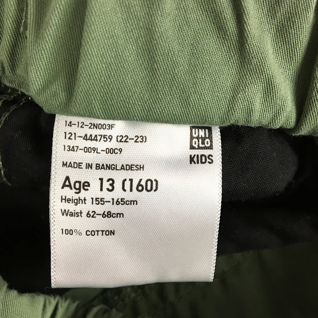 Uniqlo Kids Boys Shorts Size 13 Years Green Elastic Waist Pockets