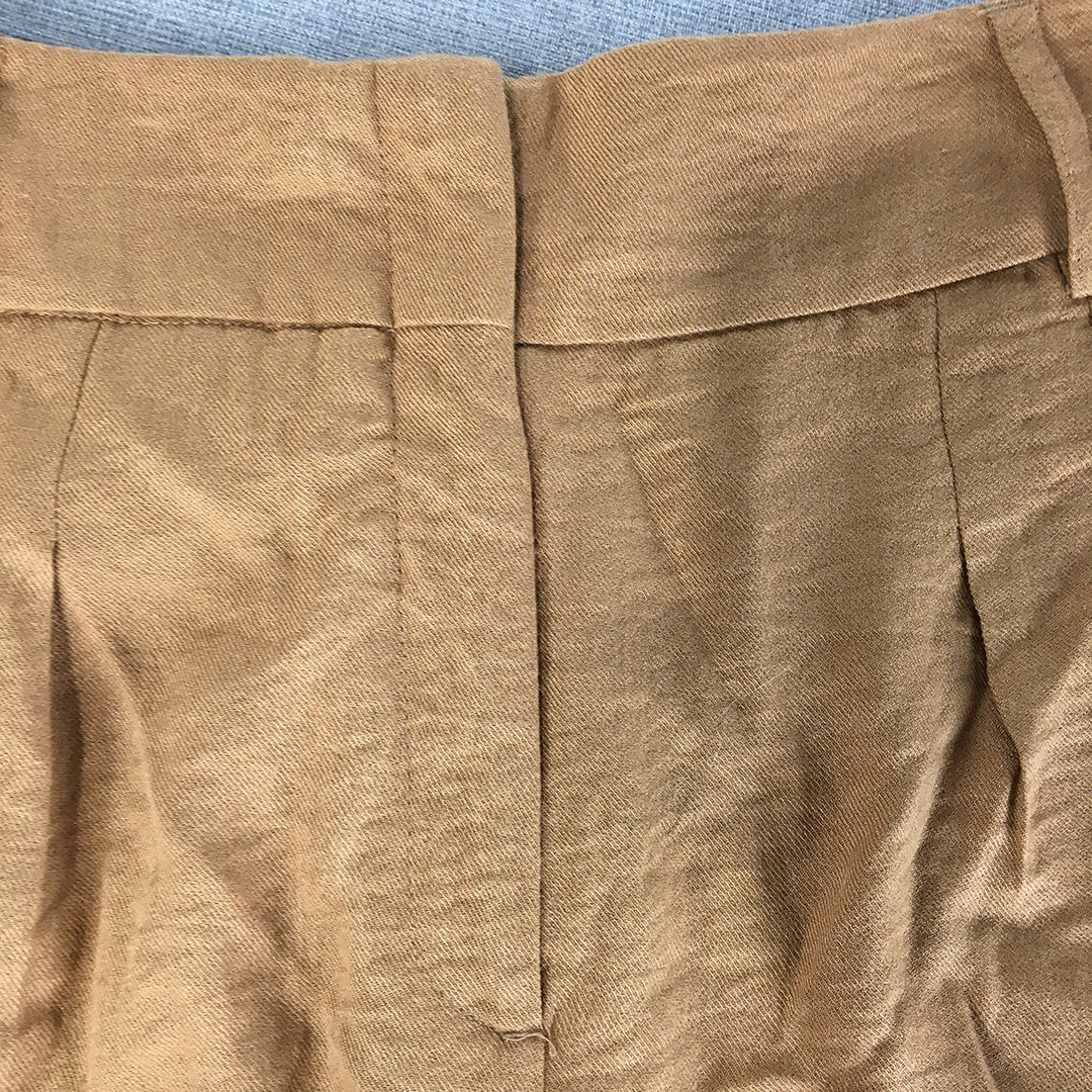 Vero Moda Womens Bermuda Shorts Size 12 Brown Pleated Pockets