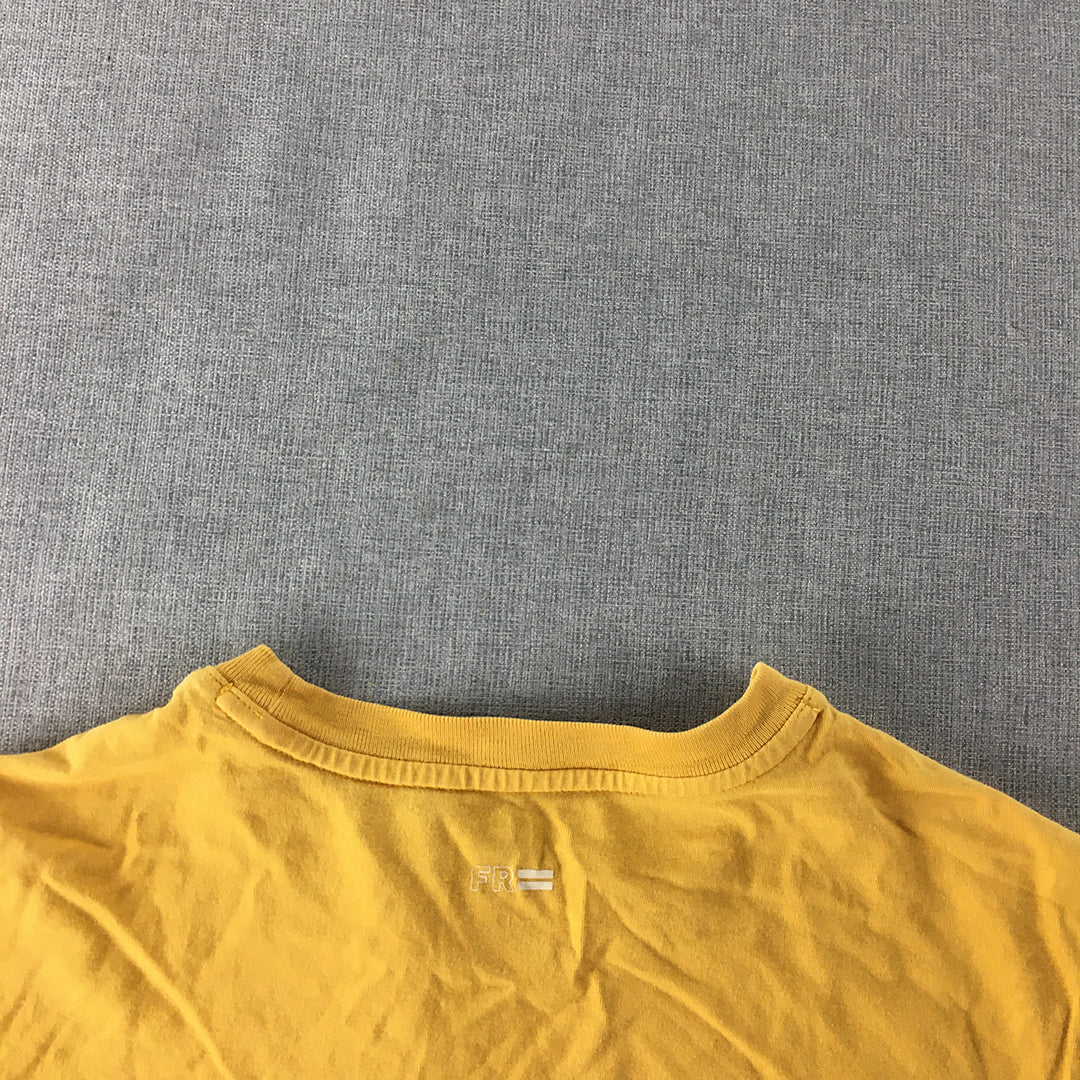 Russell Athletic Womens T-Shirt Size 10 Yellow Big Logo Cropped