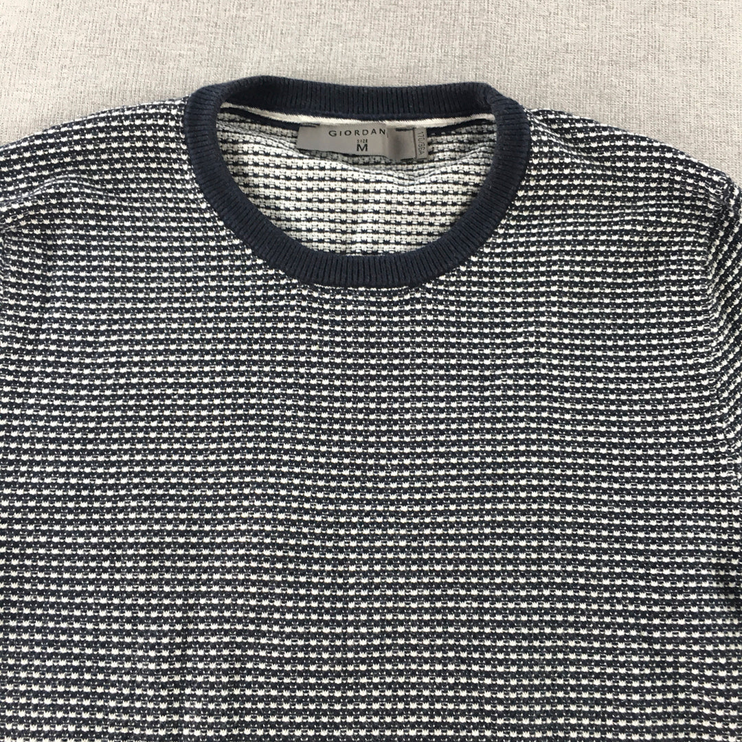 Giordano Mens Knit Sweater Size M Blue Crew Neck Pullover Jumper