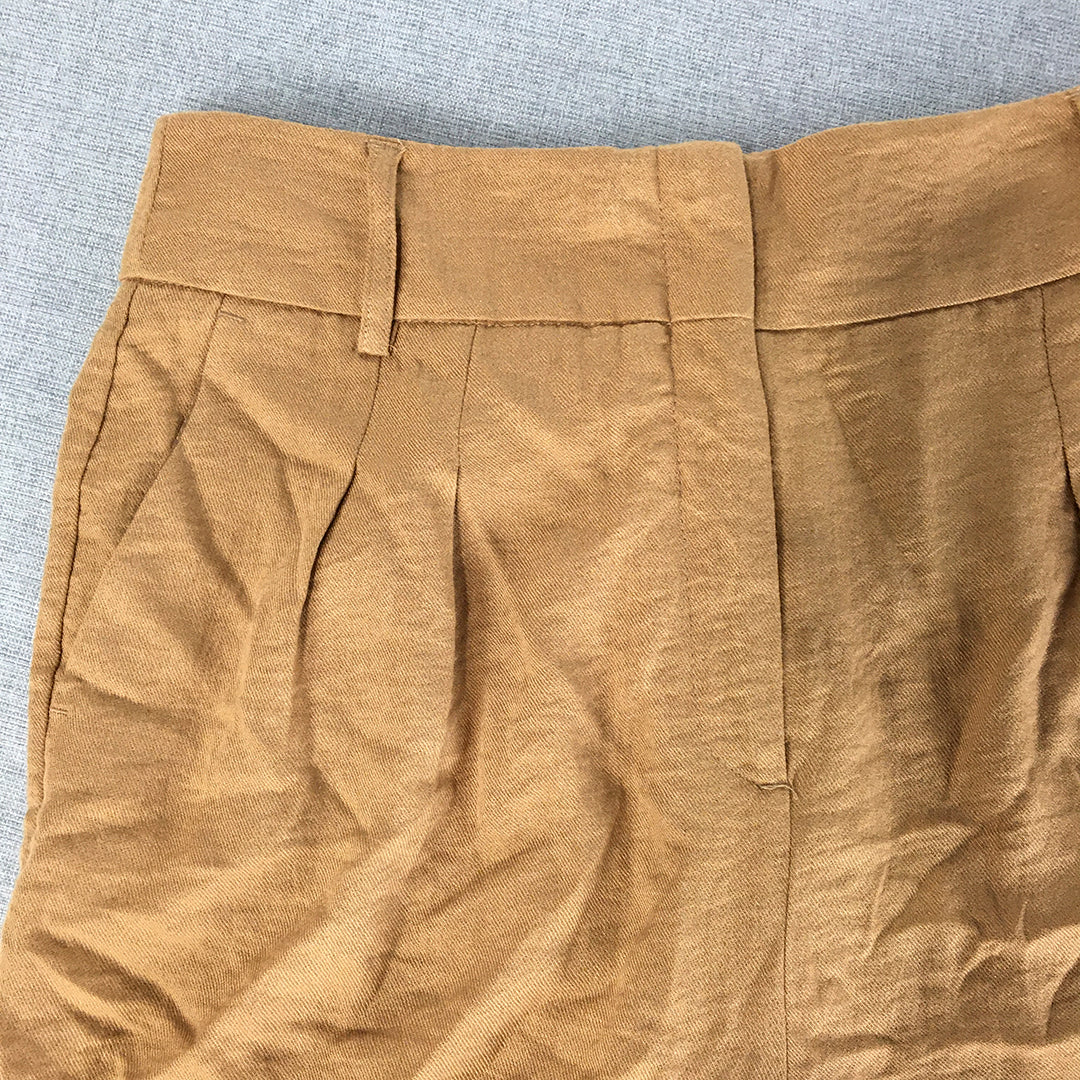 Vero Moda Womens Bermuda Shorts Size 12 Brown Pleated Pockets