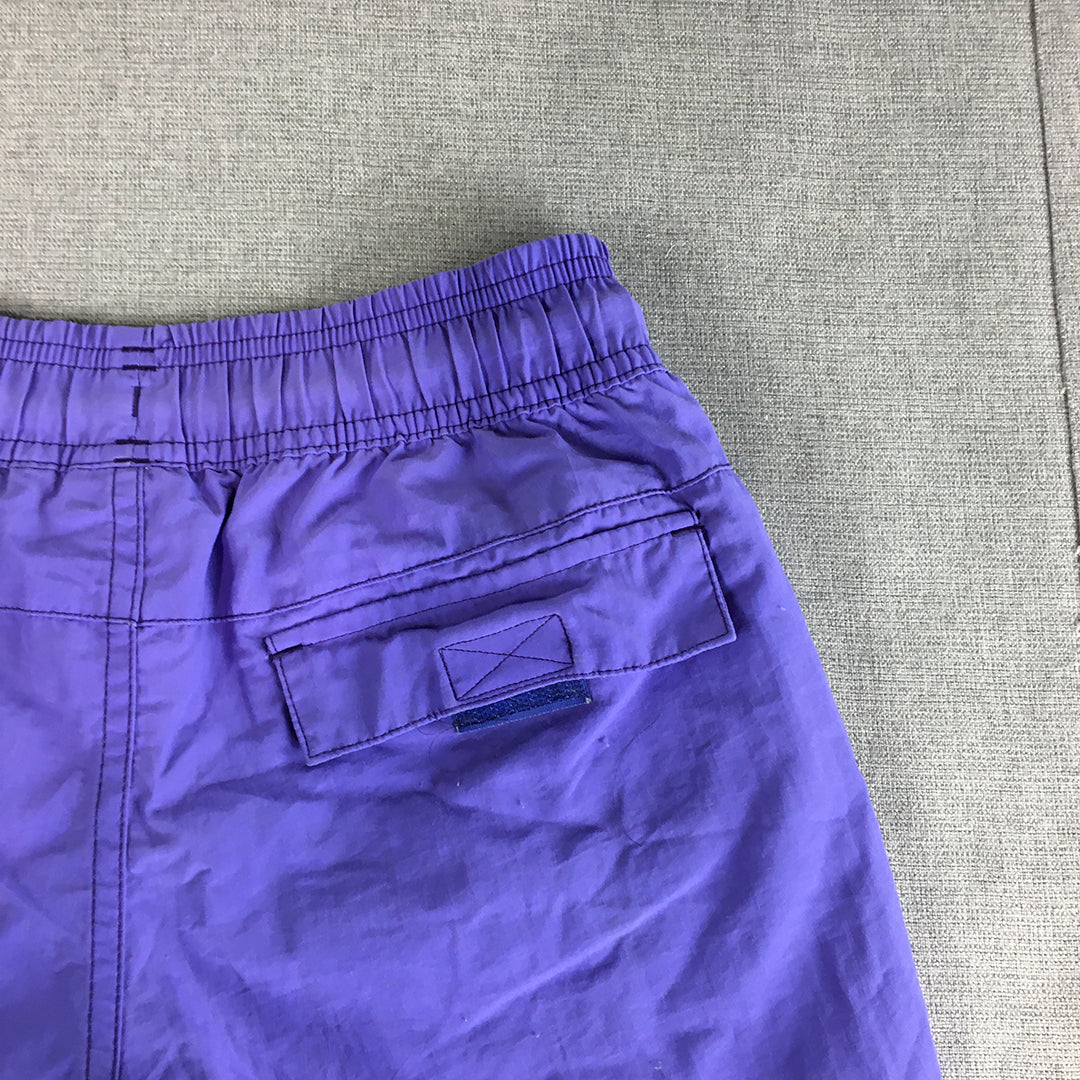 Speedo Womens Shorts Size M Purple Logo Elastic Waist Pockets