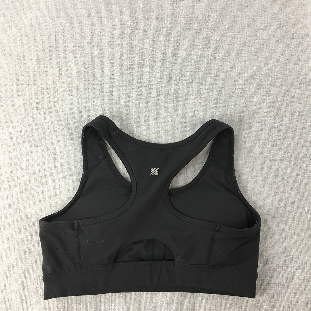 Ell & Voo Womens Sports Bra Size S Black Logo Cropped Top Activewear Gym