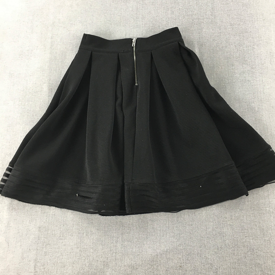 Valleygirl Womens A-Line Skirt Size S Black Mini Pleated