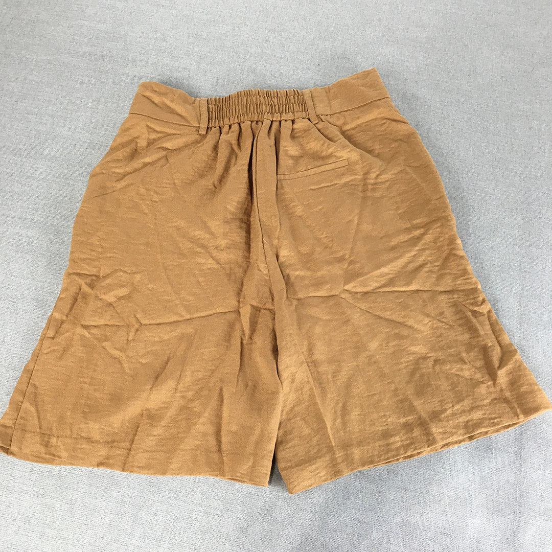 Vero Moda Womens Bermuda Shorts Size 12 Brown Pleated Pockets