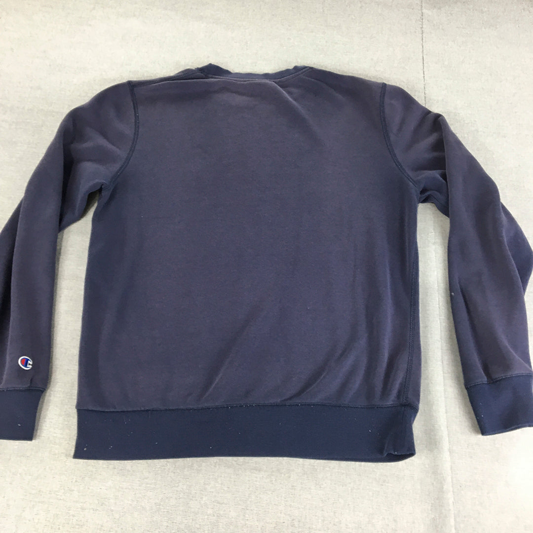 Champion Mens Sweater Size M Navy Blue Logo Crew Neck Pullover Jumper