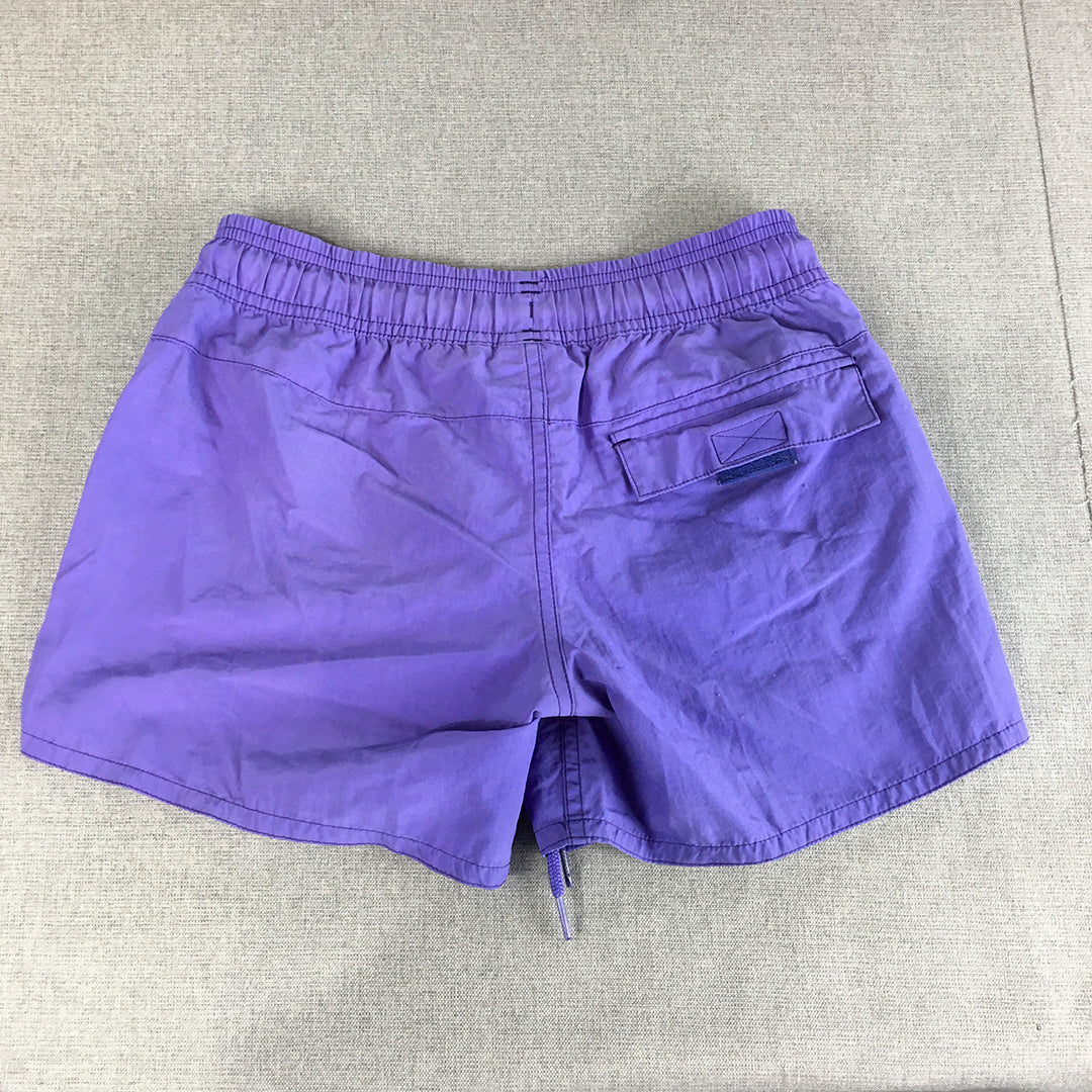 Speedo Womens Shorts Size M Purple Logo Elastic Waist Pockets