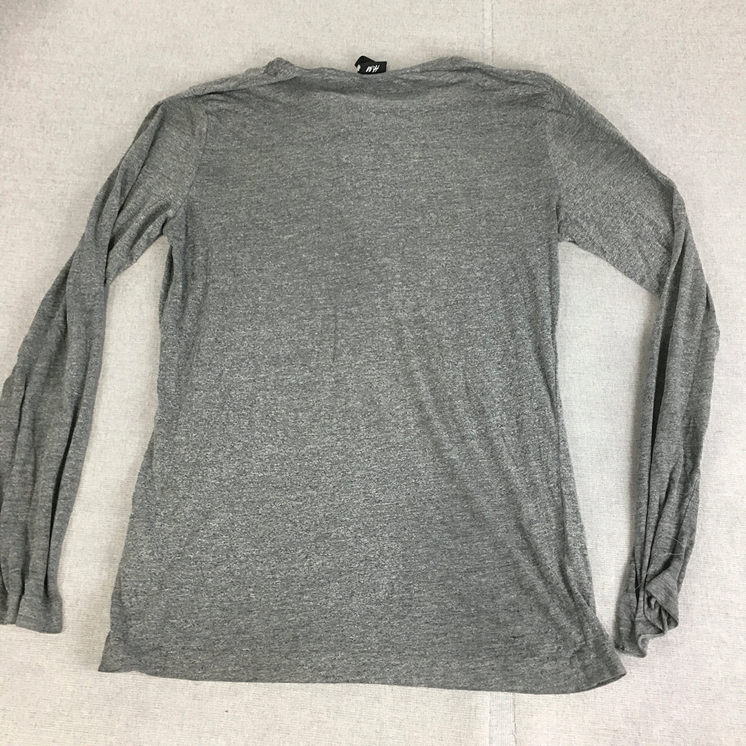 H&M Mens Henley Shirt Size S Grey Long Sleeve Button Pullover