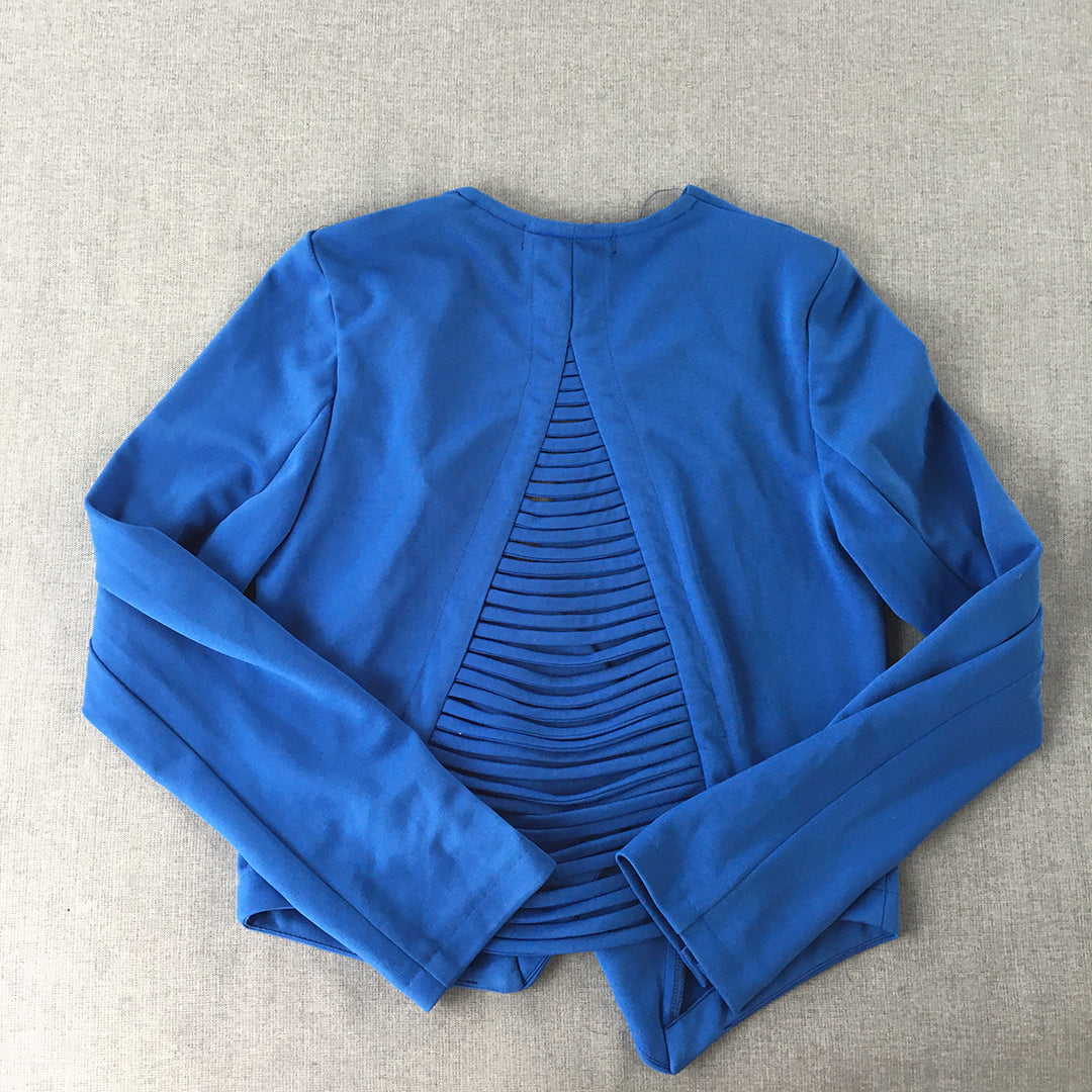 Styla Womens Blazer Jacket Size 8 Blue Open Front