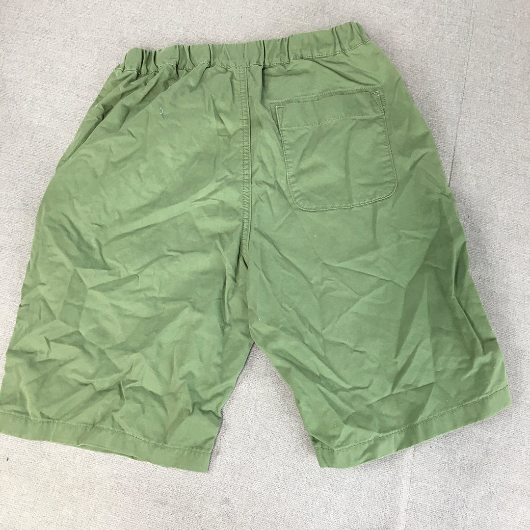 Uniqlo Kids Boys Shorts Size 13 Years Green Elastic Waist Pockets