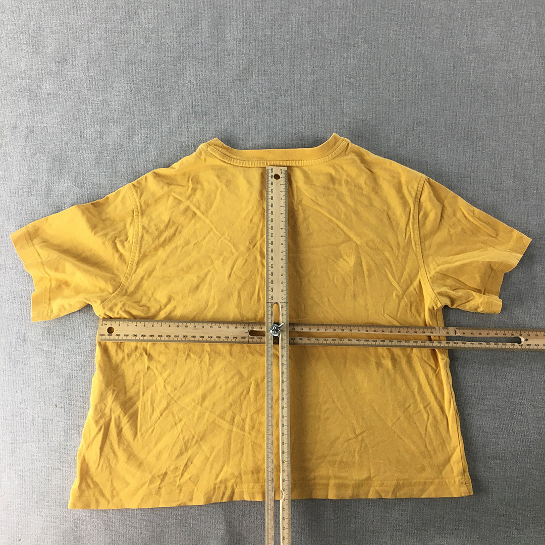 Russell Athletic Womens T-Shirt Size 10 Yellow Big Logo Cropped