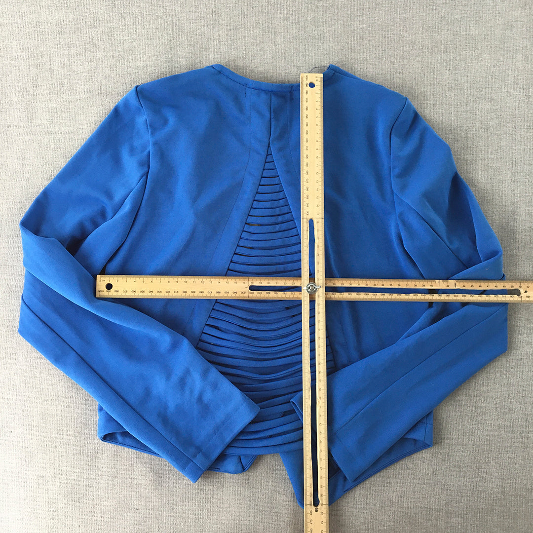 Styla Womens Blazer Jacket Size 8 Blue Open Front