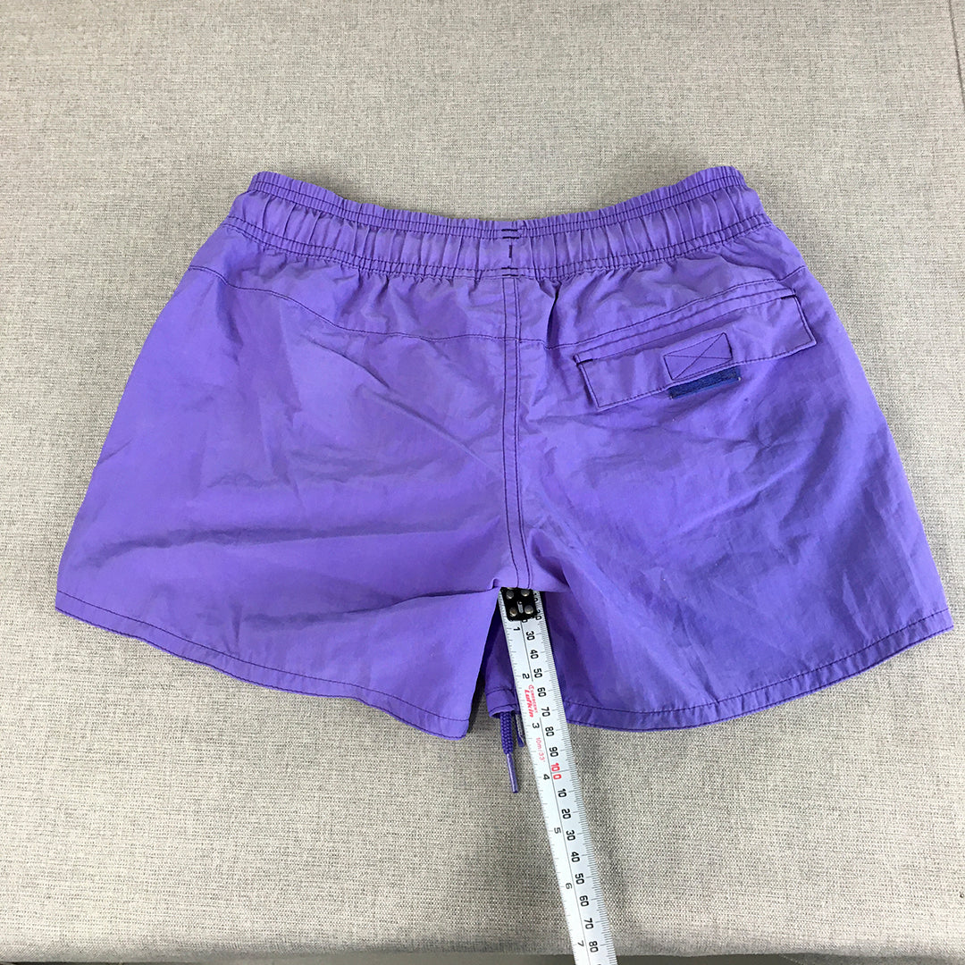 Speedo Womens Shorts Size M Purple Logo Elastic Waist Pockets