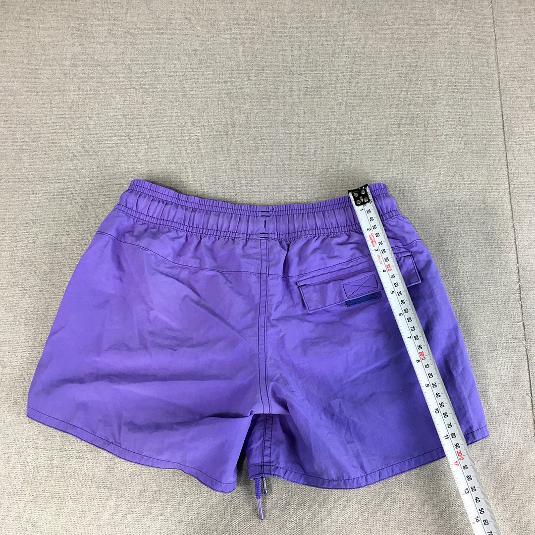 Speedo Womens Shorts Size M Purple Logo Elastic Waist Pockets