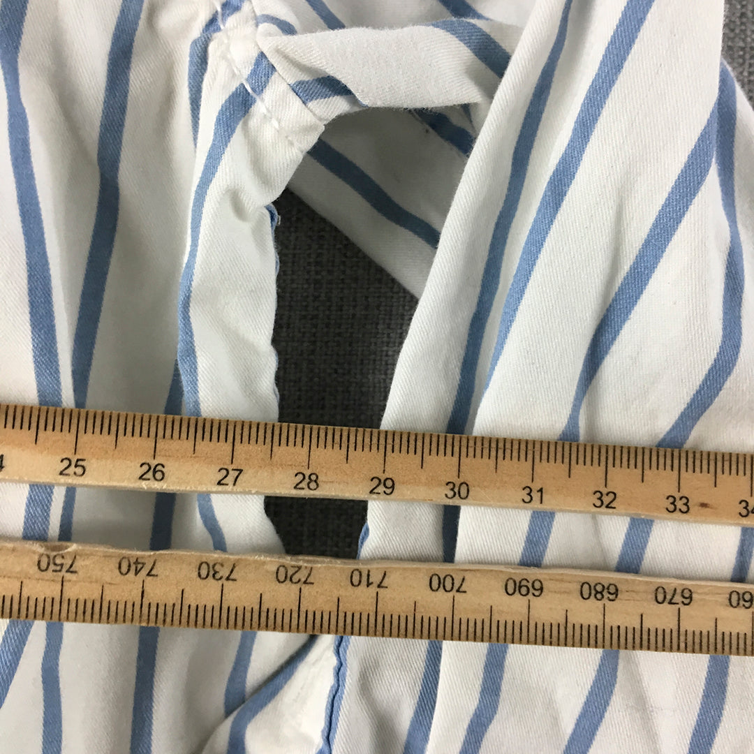 H&M Kids Boys Shirt Size 2 Years Toddler White Striped Long Sleeve Button-Up