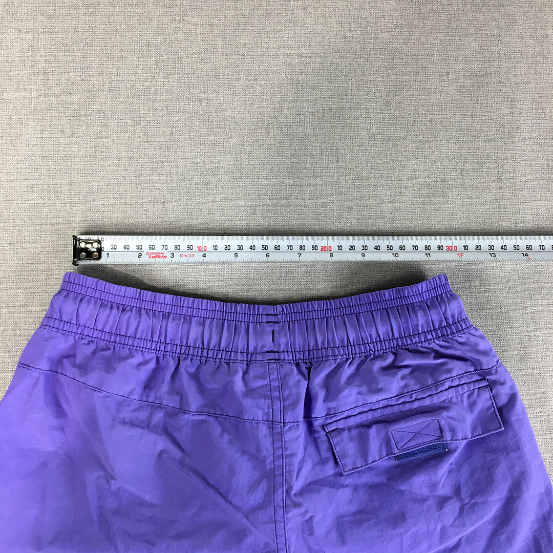 Speedo Womens Shorts Size M Purple Logo Elastic Waist Pockets