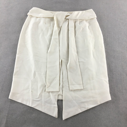 Tussah Womens Midi Skirt Size 18 White Belted Straight