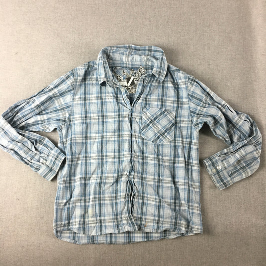 Target Kids Boys Shirt Size 8 Blue Checkered Long Sleeve Button-Up