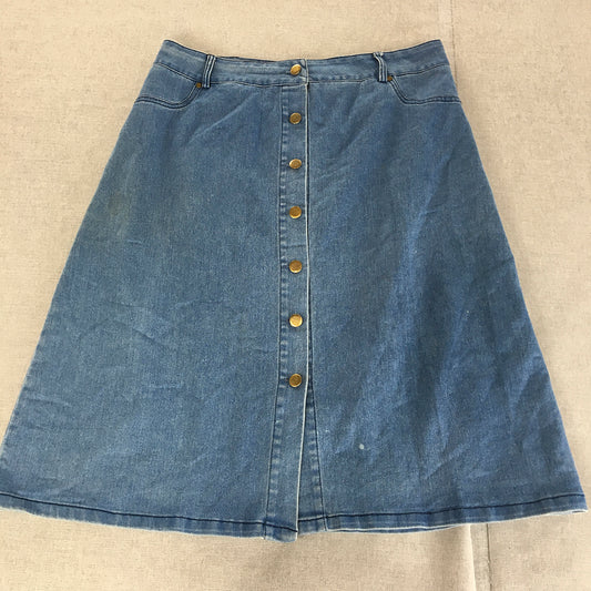 Suite Boutique Womens Denim Skirt Size 10 Blue Buttons A-Line