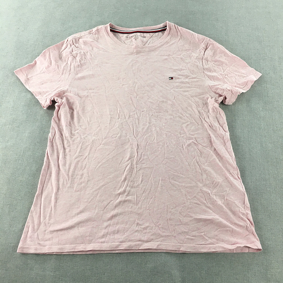 Tommy Hilfiger Mens T-Shirt Size M Pink Logo Short Sleeve Crew Neck Tee