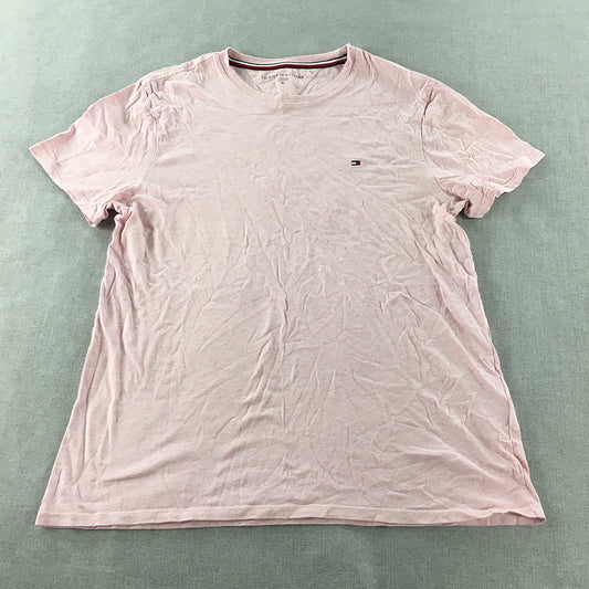 Tommy Hilfiger Mens T-Shirt Size M Pink Logo Short Sleeve Crew Neck Tee