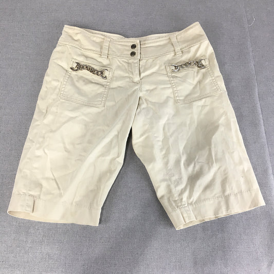 Michael Kors Womens Shorts Size 4 Cream Beige Gold Chain Accents Chino