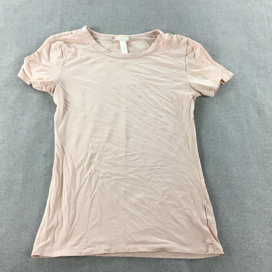 H&M Womens T-Shirt Size S Pink Short Sleeve Round Neck Top