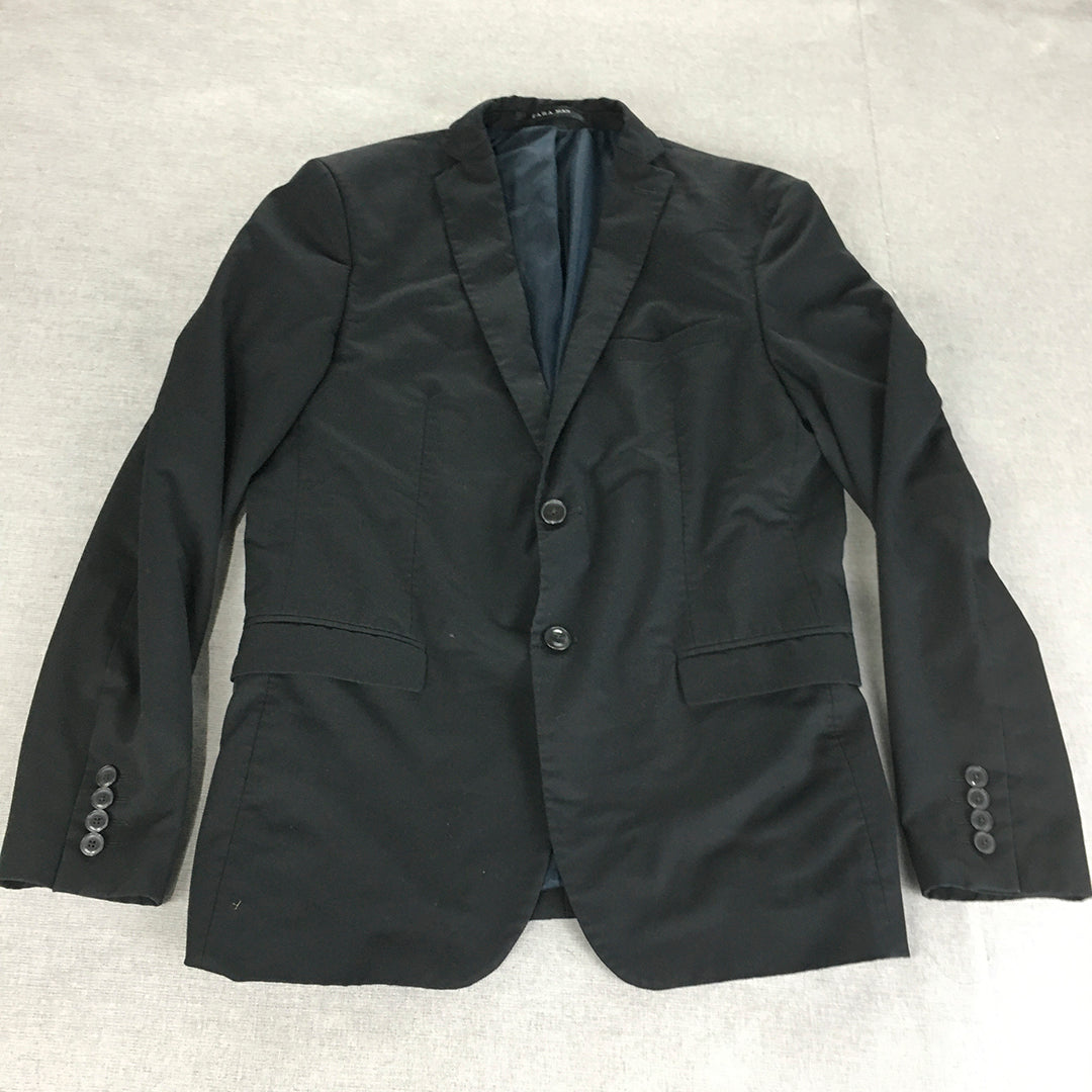 Zara Man Blazer Size 42 (Medium) Black Button Collared Coat