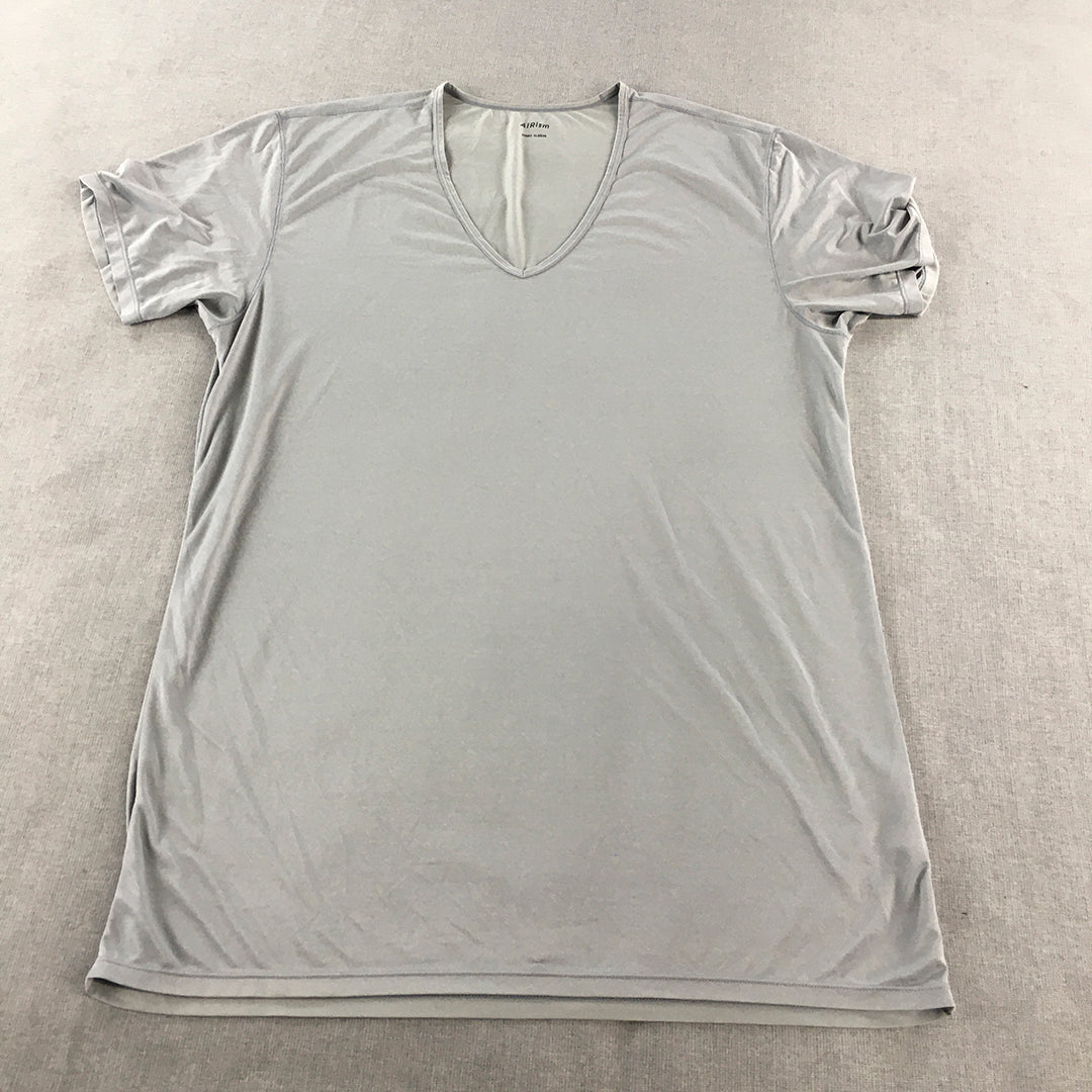 Uniqlo AIRism Mens T-Shirt Size L Grey V-Neck Short Sleeve