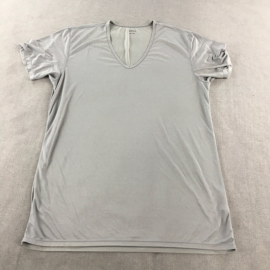 Uniqlo AIRism Mens T-Shirt Size L Grey V-Neck Short Sleeve