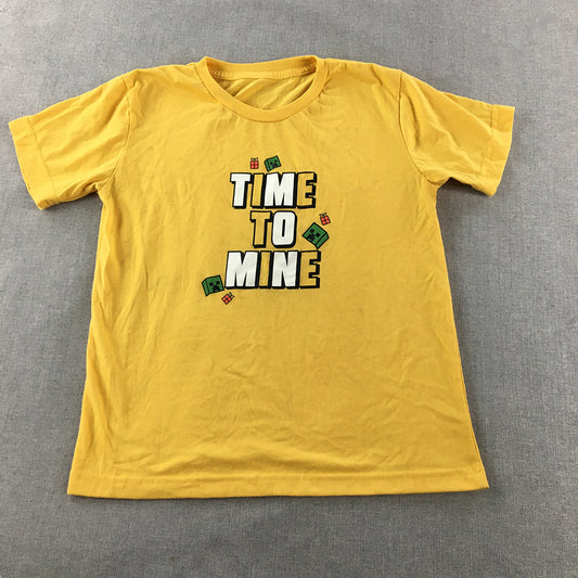 Minecraft Kids Boys T-Shirt Size 7 - 8 Years Yellow Short Sleeve Top