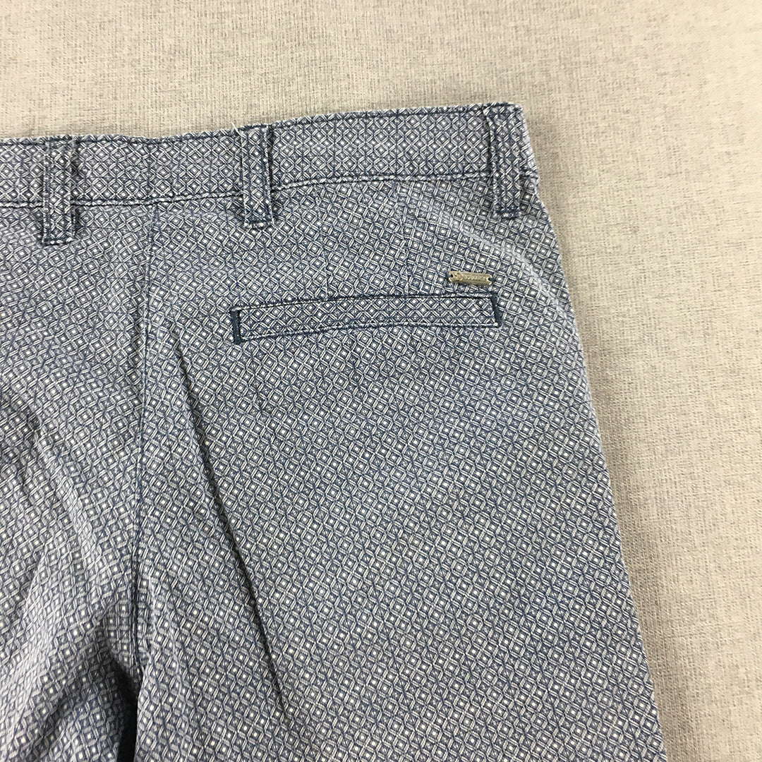 Scullers Chino Pants Size 28 Blue Dot Tapered Fit Pockets