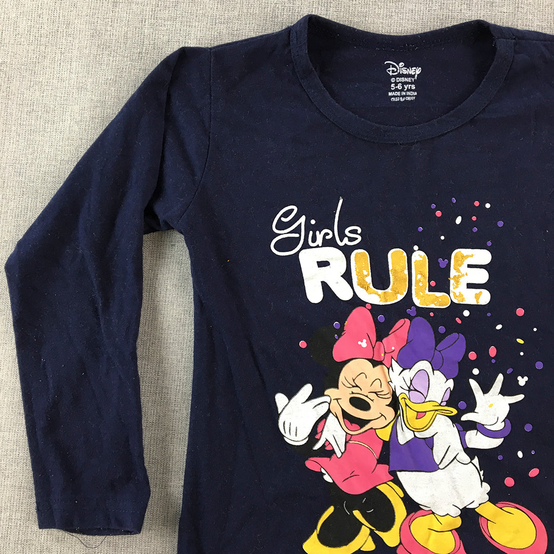 Disney Minnie Mouse Kids Girls Shirt Size 5 - 6 Years Blue Long Sleeve Top