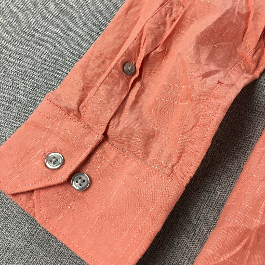 Marc Anthony Mens Shirt Size M Salmon Pink Long Sleeve Button-Up