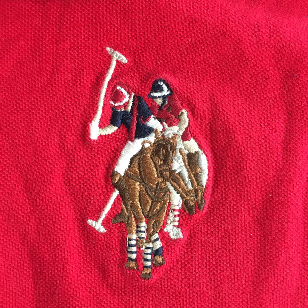 U.S. Polo Assn. Kids Boys Shirt Size 8 Years Red Logo Collared Rugby