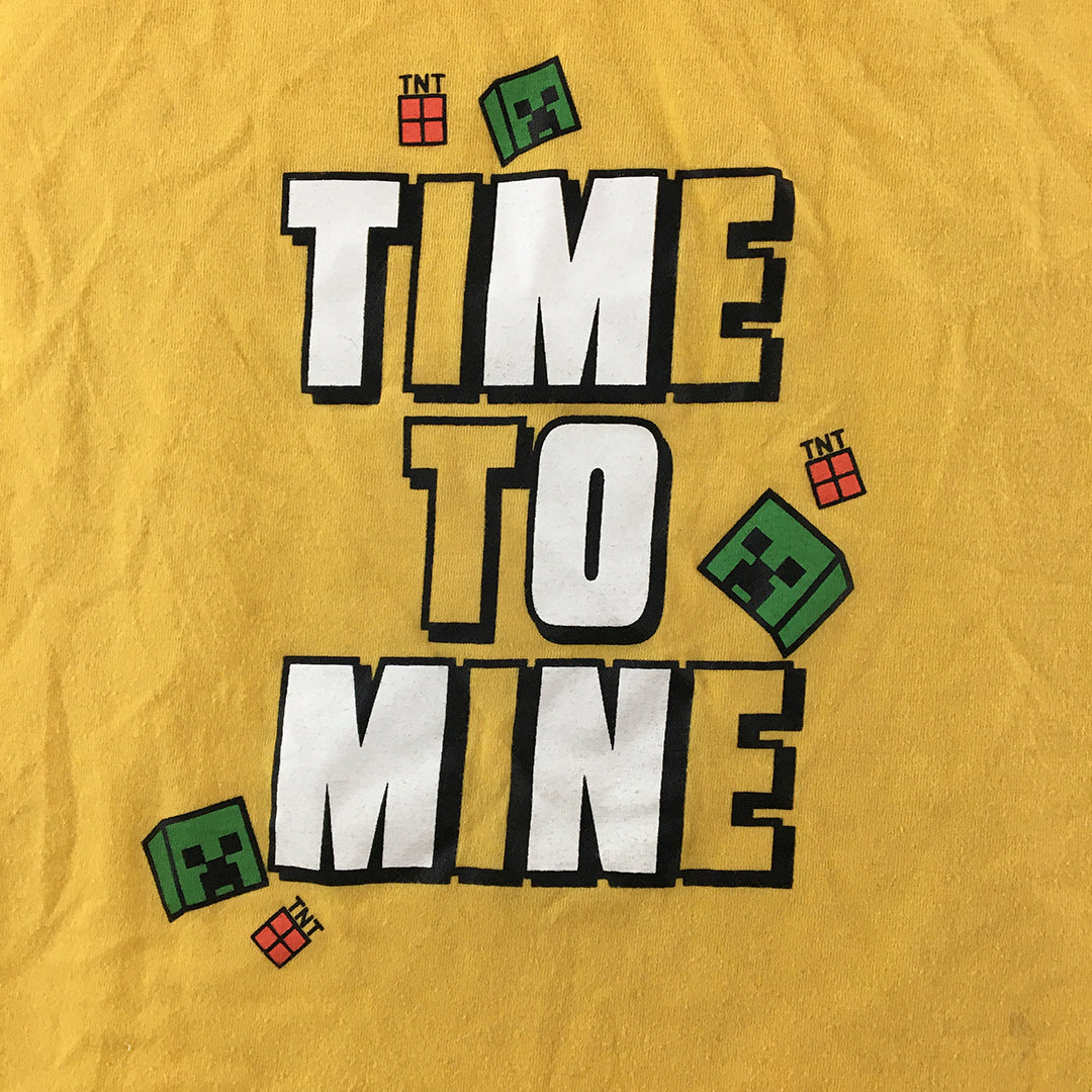 Minecraft Kids Boys T-Shirt Size 7 - 8 Years Yellow Short Sleeve Top