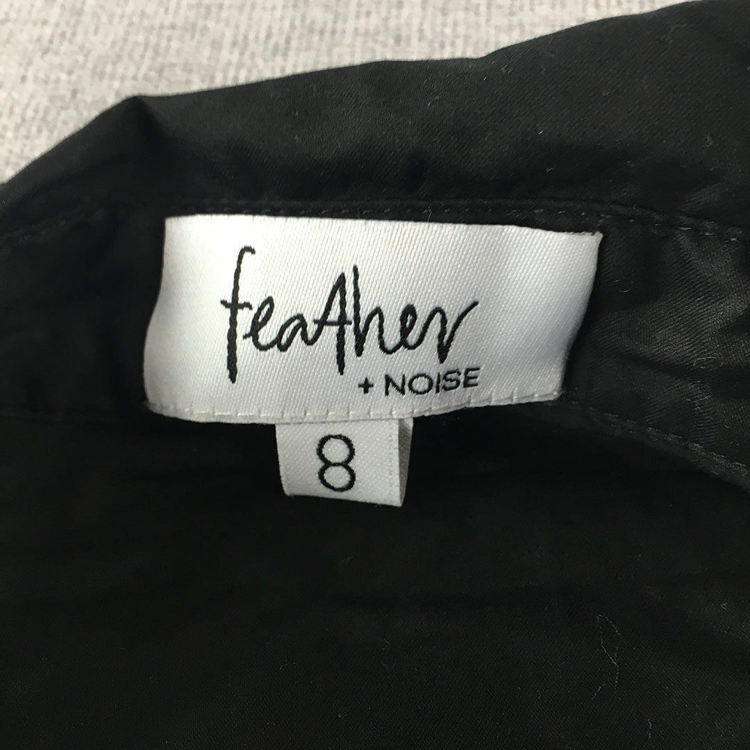 Feather & Noise Womens Top Size 8 Black Long Sleeve Button-Up Shirt