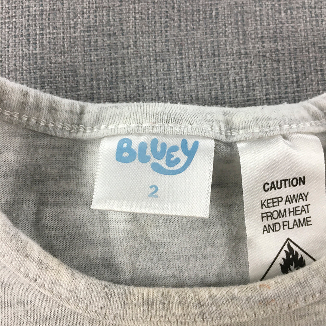 Bluey Kids Girls Top Size 2 Toddler Grey Queen Bingo Short Sleeve T-Shirt