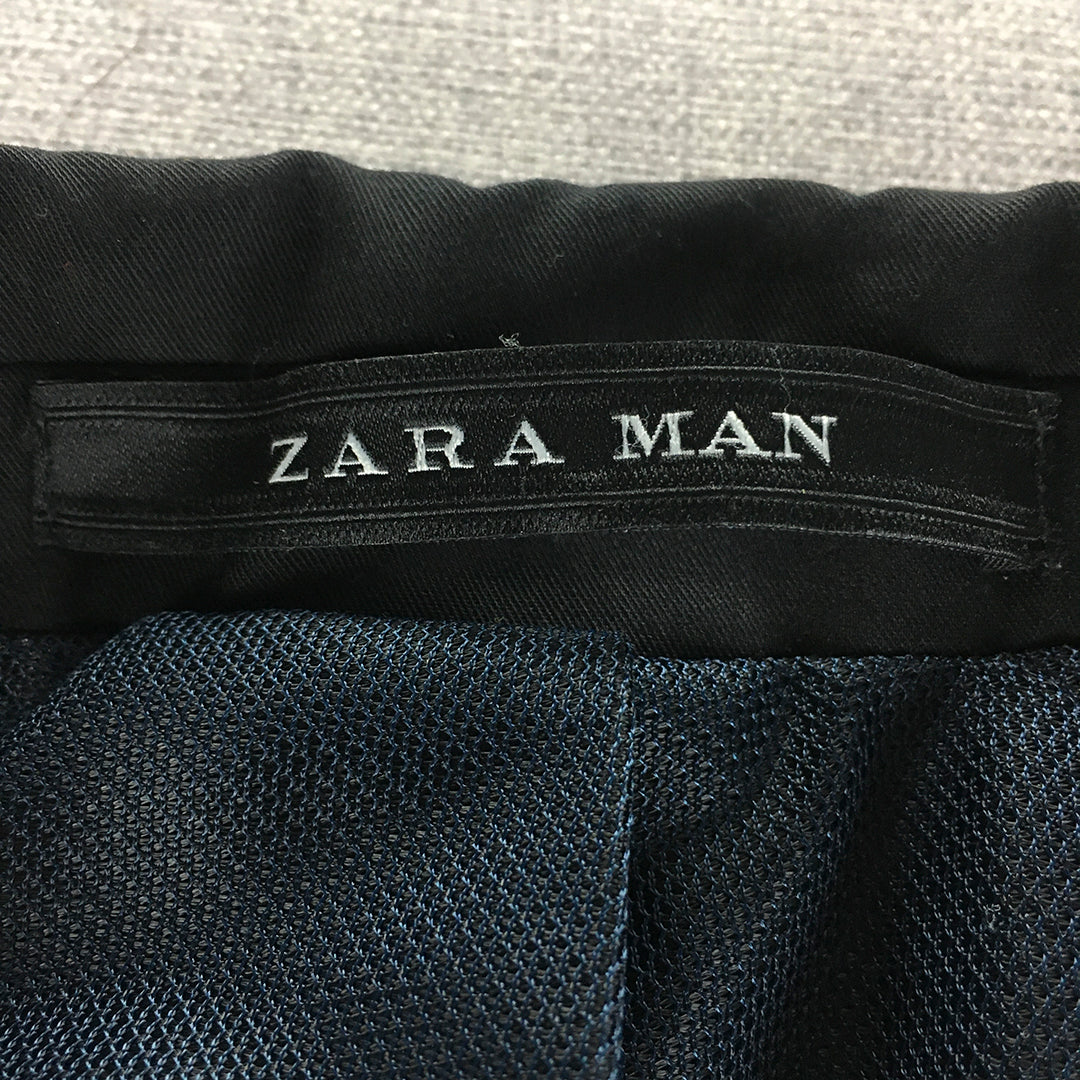 Zara Man Blazer Size 42 (Medium) Black Button Collared Coat