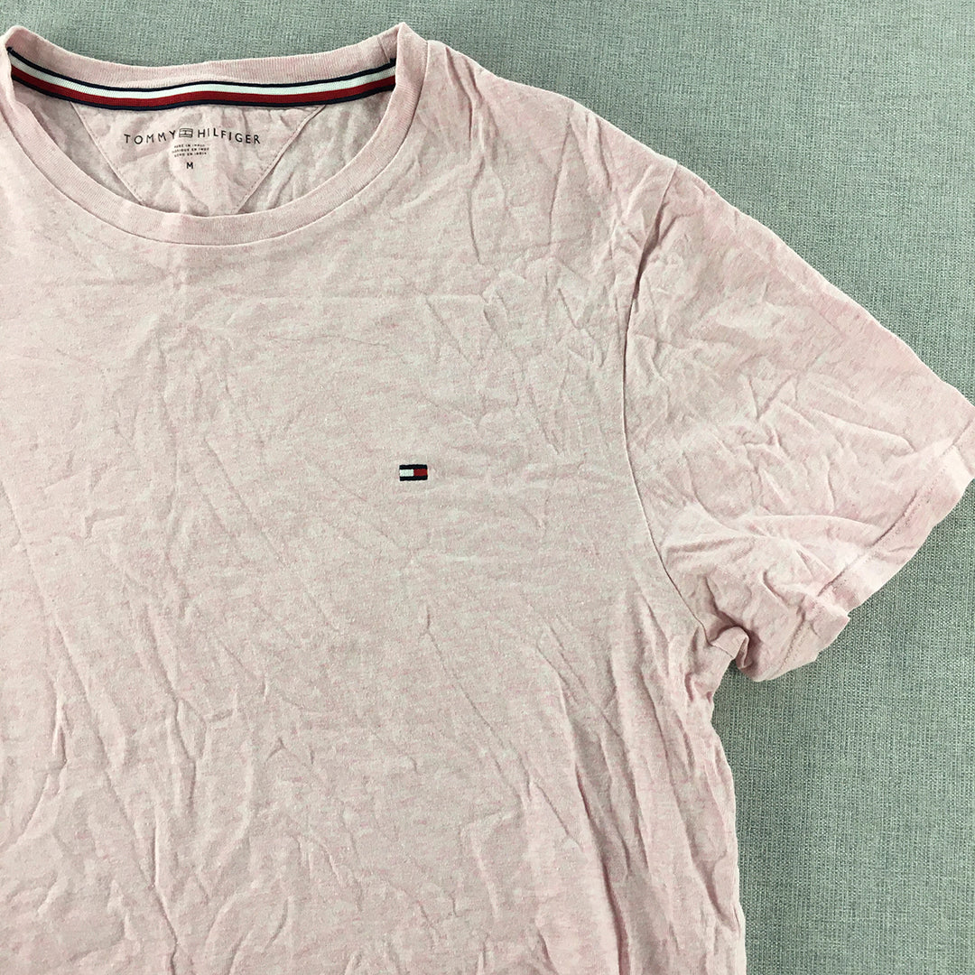 Tommy Hilfiger Mens T-Shirt Size M Pink Logo Short Sleeve Crew Neck Tee