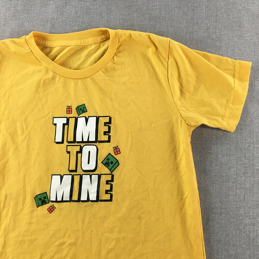 Minecraft Kids Boys T-Shirt Size 7 - 8 Years Yellow Short Sleeve Top