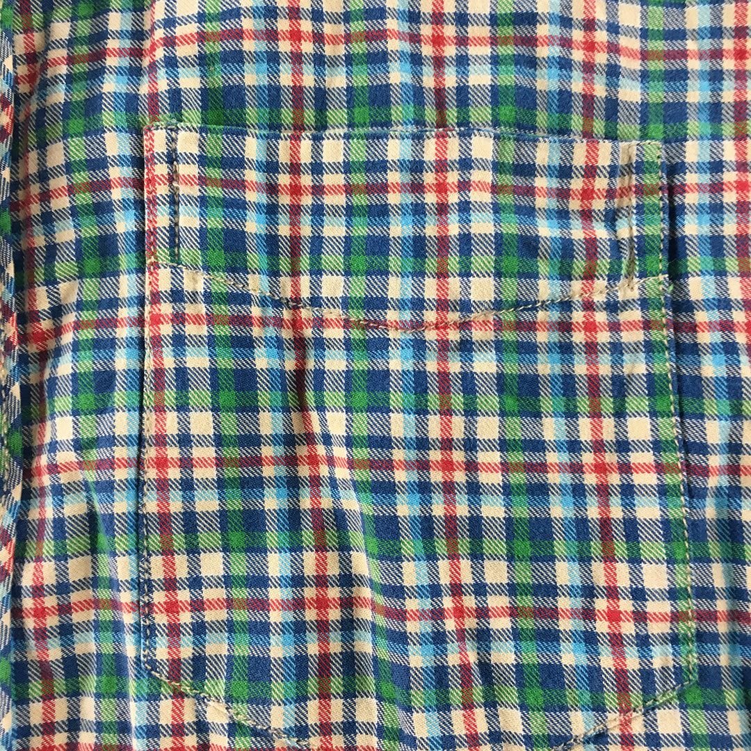 Being Animal Mens Flannel Shirt Size L Green Blue Checkered Button-Up